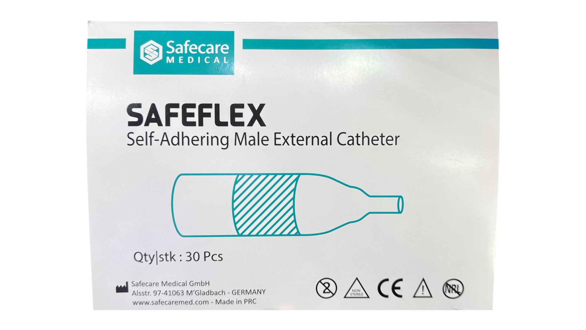 SAFEFLEX MALE EXTERNAL CATHETER (CONDOM CATHETER), 30'S/PK 2