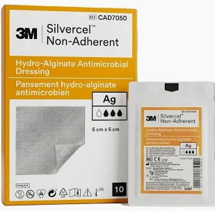 3M SILVERCEL NON-ADHERENT HYDRO-ALGINATE ANTIMICROBIAL DRESSING5x5 cm, 10'S