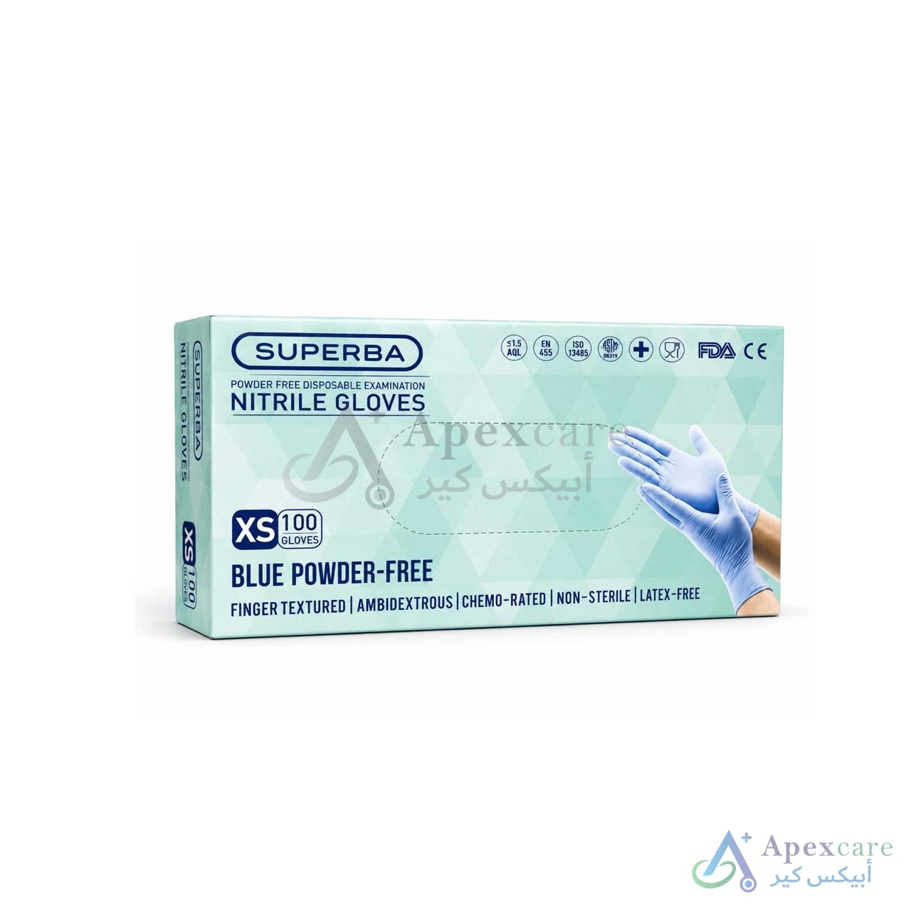 SUPERBA NITRILE POWDER FREE GLOVES X SMALL 100'S