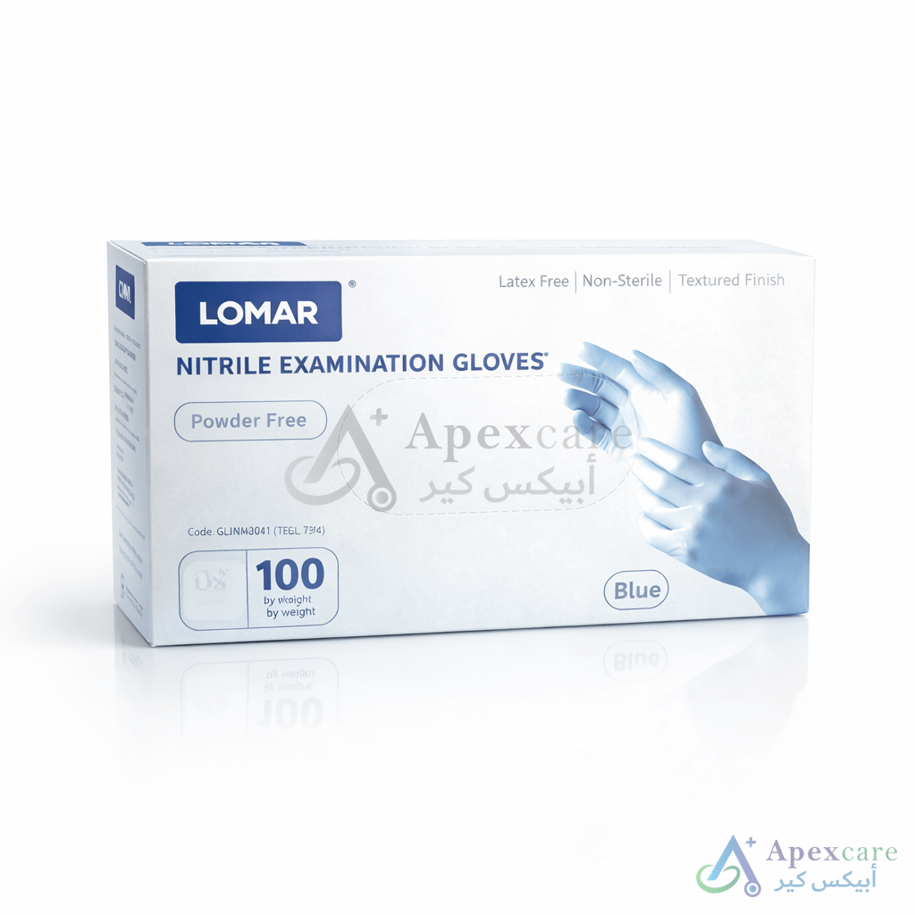 LOMAR Nitrile Powder-Free Examination Gloves Blue | 10 Box/Carton view 2